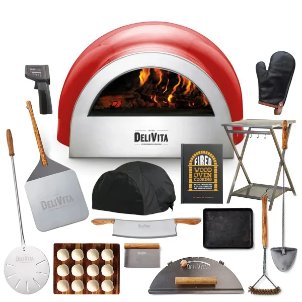 Wood Fired Pizza Oven Complete Set - Delivita Chilli Red wood fired pizza oven complete 0 1752847874 - DIVERSTIMENTI